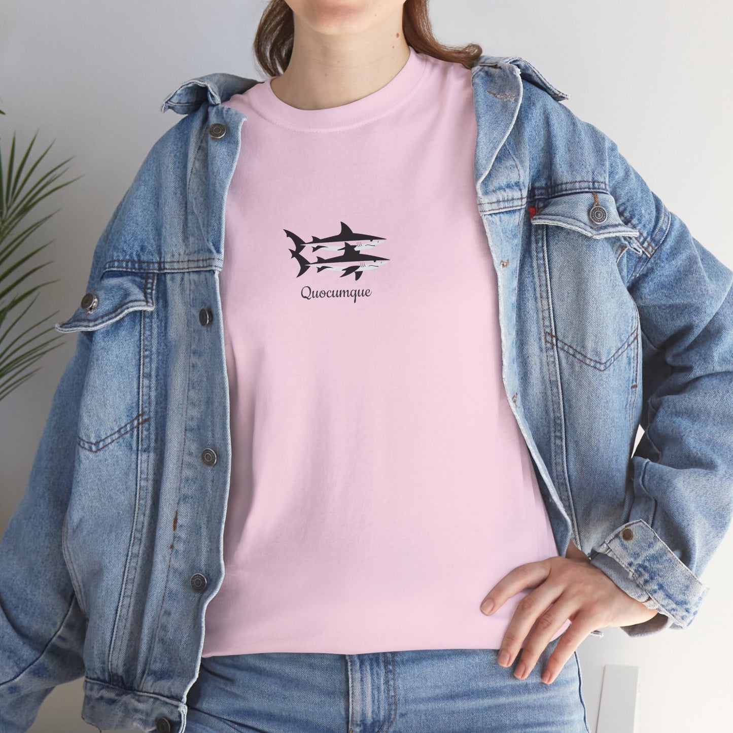T-shirt Quocumque, Requin Duo, Île de La Réunion, Poissons, Confort Coton, Elégant, Souvenir Unique, Cadeau, Unisexe, Esprit Voyageur, Créole, Bourbon