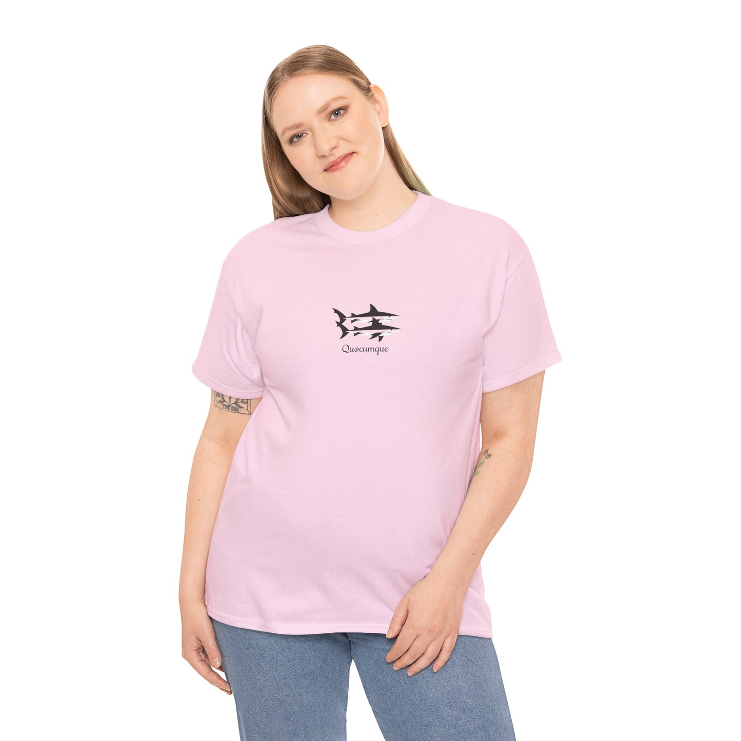 T-shirt Quocumque, Requin Duo, Île de La Réunion, Poissons, Confort Coton, Elégant, Souvenir Unique, Cadeau, Unisexe, Esprit Voyageur, Créole, Bourbon