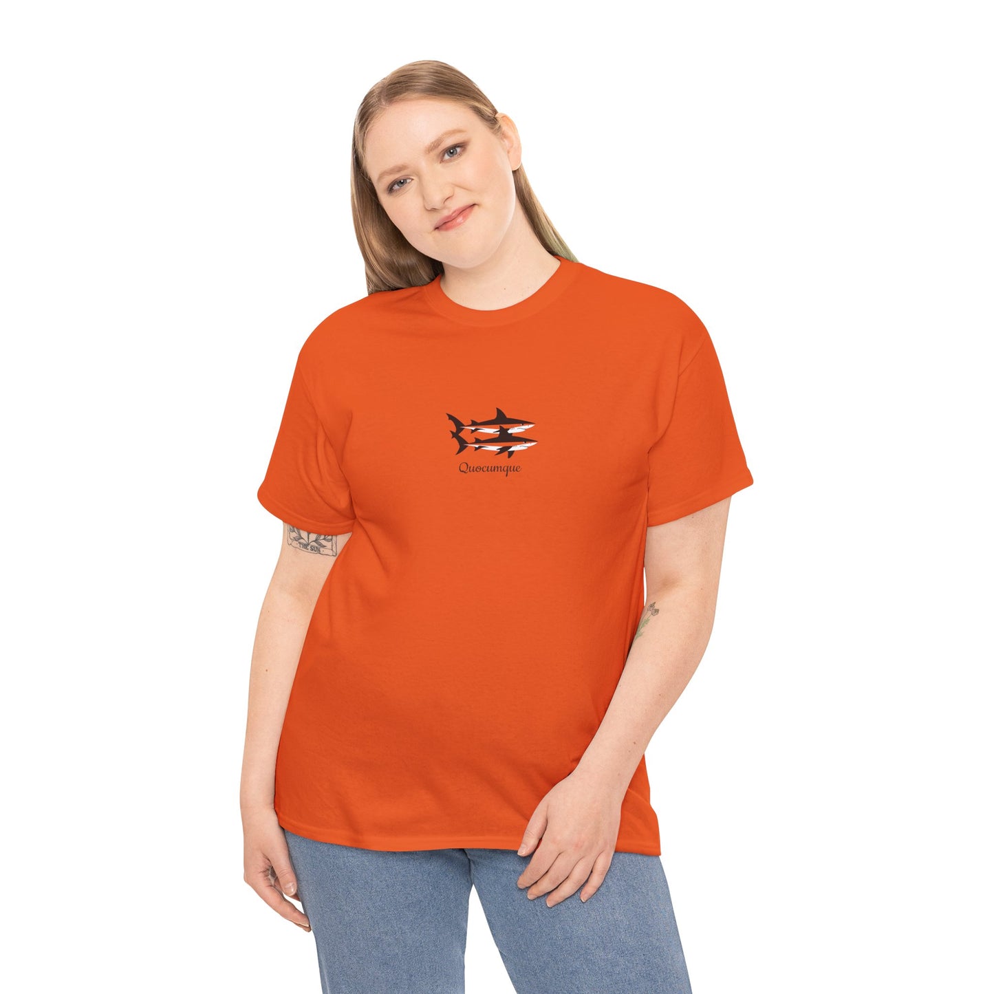 T-shirt Quocumque, Requin Duo, Île de La Réunion, Poissons, Confort Coton, Elégant, Souvenir Unique, Cadeau, Unisexe, Esprit Voyageur, Créole, Bourbon