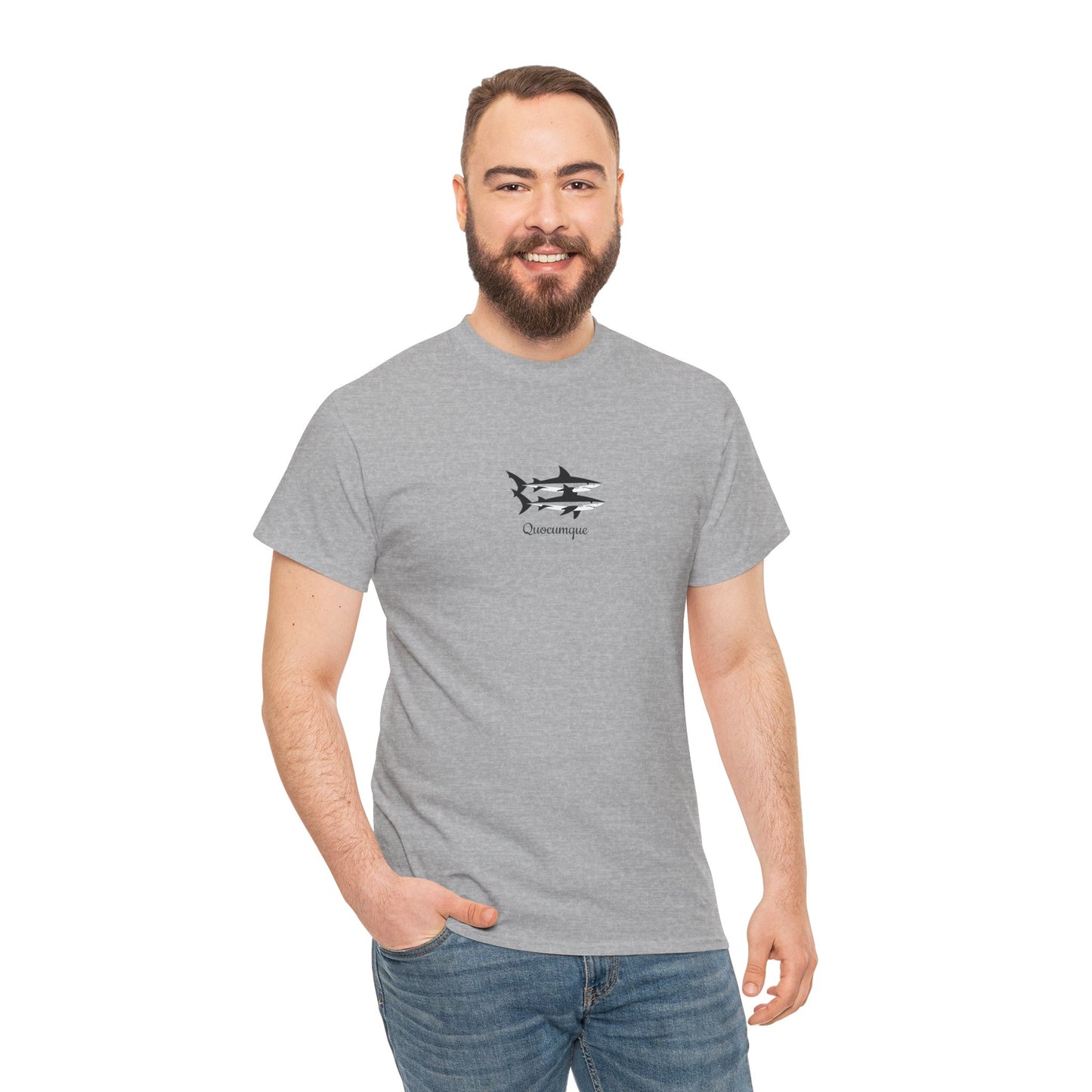 T-shirt Quocumque, Requin Duo, Île de La Réunion, Poissons, Confort Coton, Elégant, Souvenir Unique, Cadeau, Unisexe, Esprit Voyageur, Créole, Bourbon