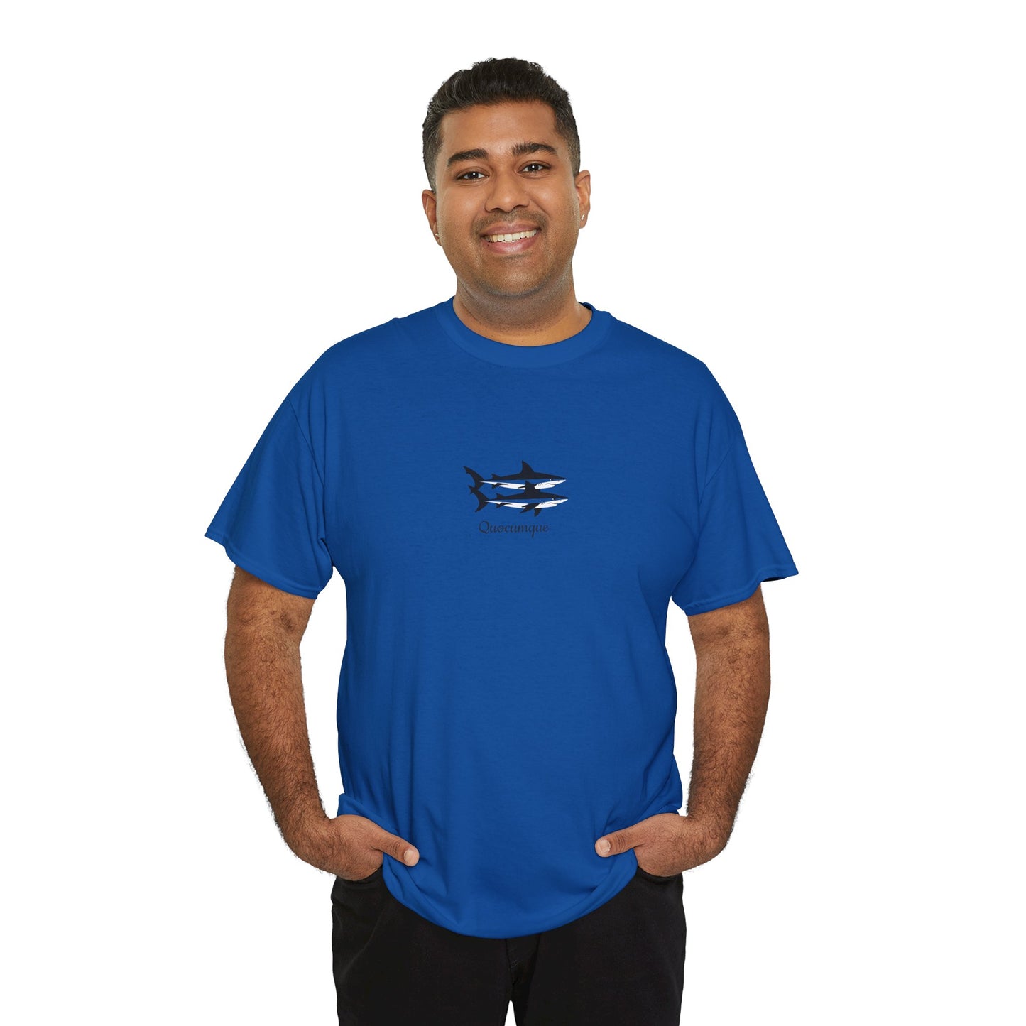 T-shirt Quocumque, Requin Duo, Île de La Réunion, Poissons, Confort Coton, Elégant, Souvenir Unique, Cadeau, Unisexe, Esprit Voyageur, Créole, Bourbon
