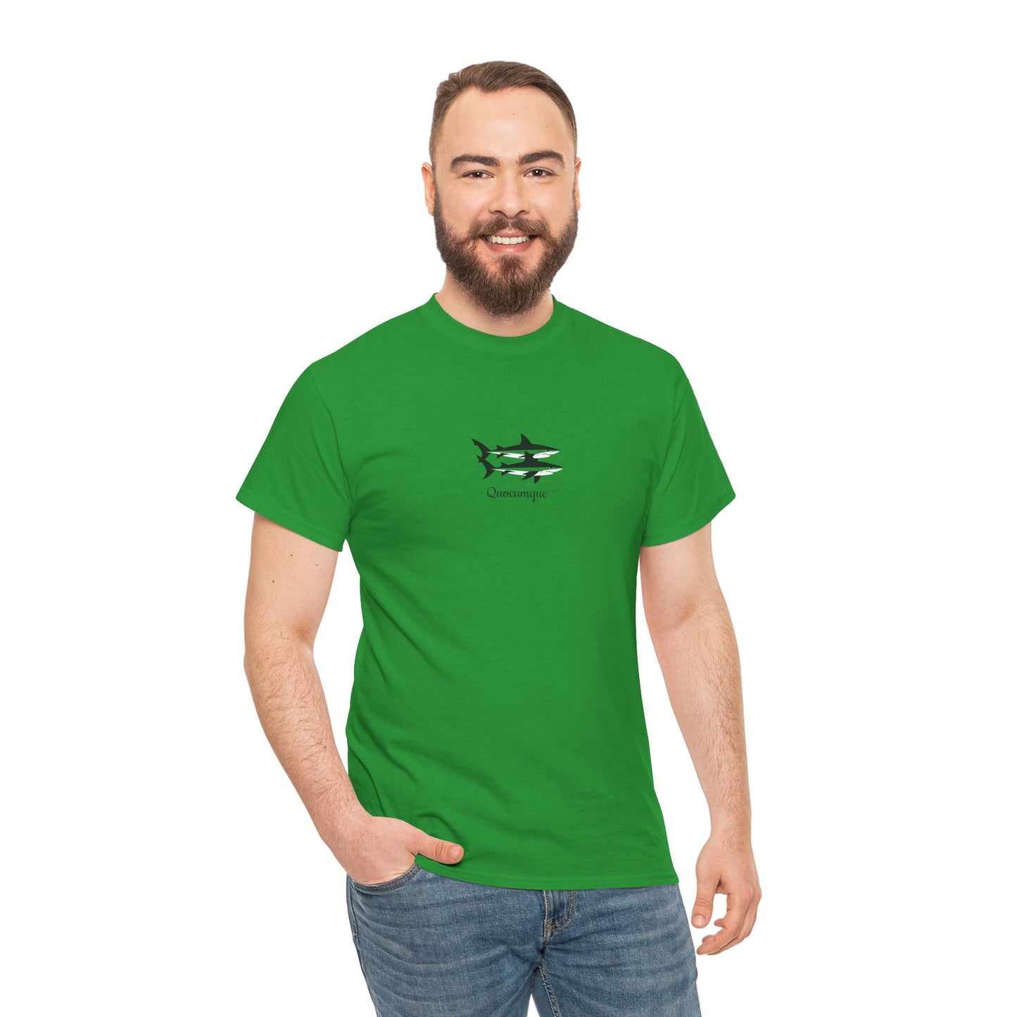 T-shirt Quocumque, Requin Duo, Île de La Réunion, Poissons, Confort Coton, Elégant, Souvenir Unique, Cadeau, Unisexe, Esprit Voyageur, Créole, Bourbon