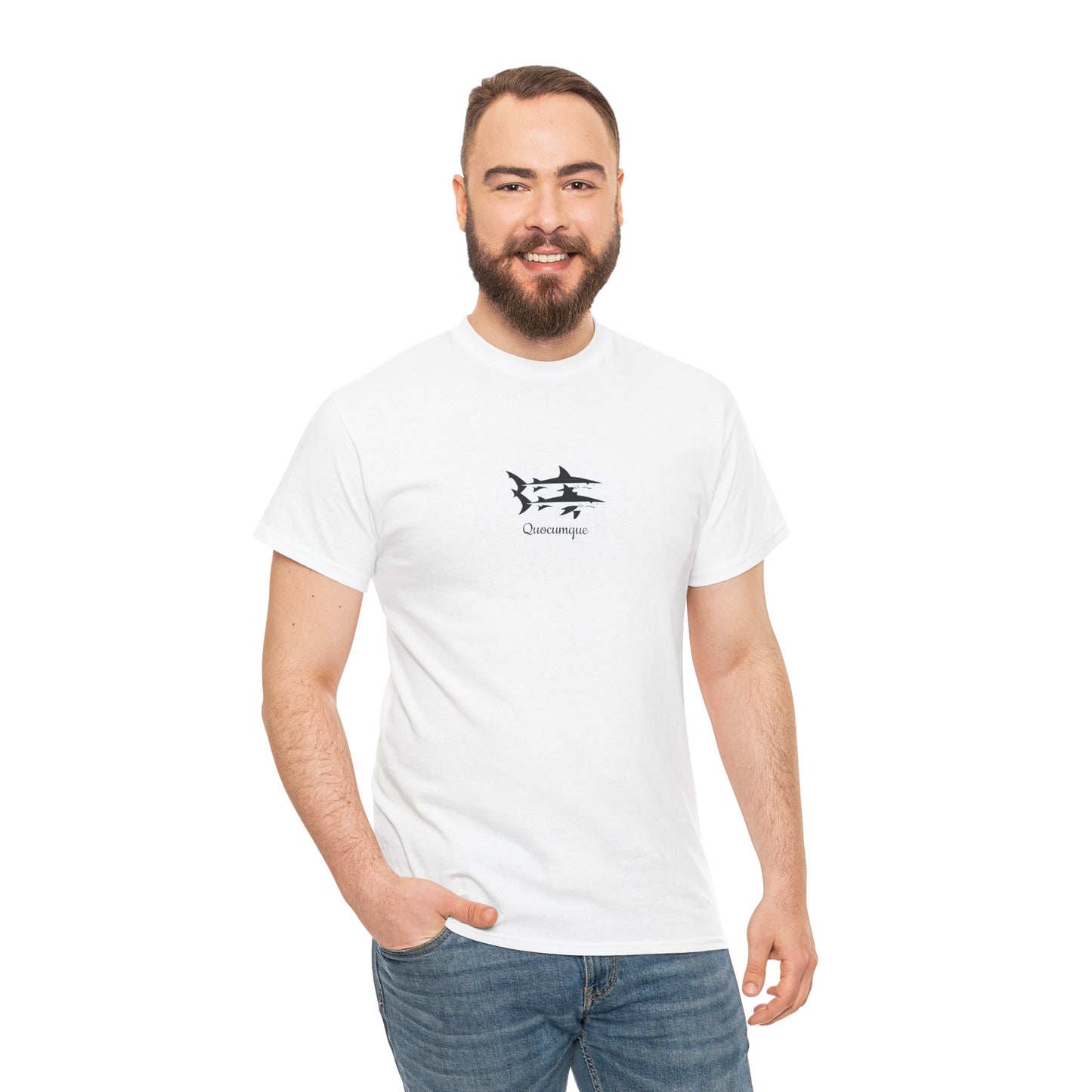 T-shirt Quocumque, Requin Duo, Île de La Réunion, Poissons, Confort Coton, Elégant, Souvenir Unique, Cadeau, Unisexe, Esprit Voyageur, Créole, Bourbon