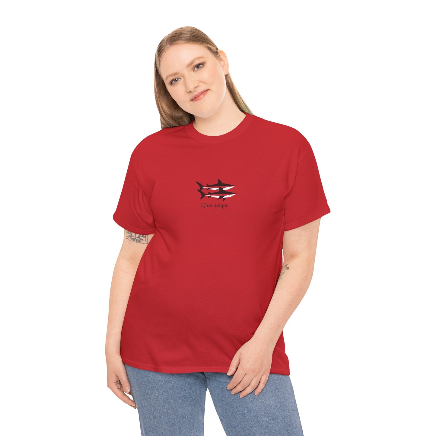 T-shirt Quocumque, Requin Duo, Île de La Réunion, Poissons, Confort Coton, Elégant, Souvenir Unique, Cadeau, Unisexe, Esprit Voyageur, Créole, Bourbon