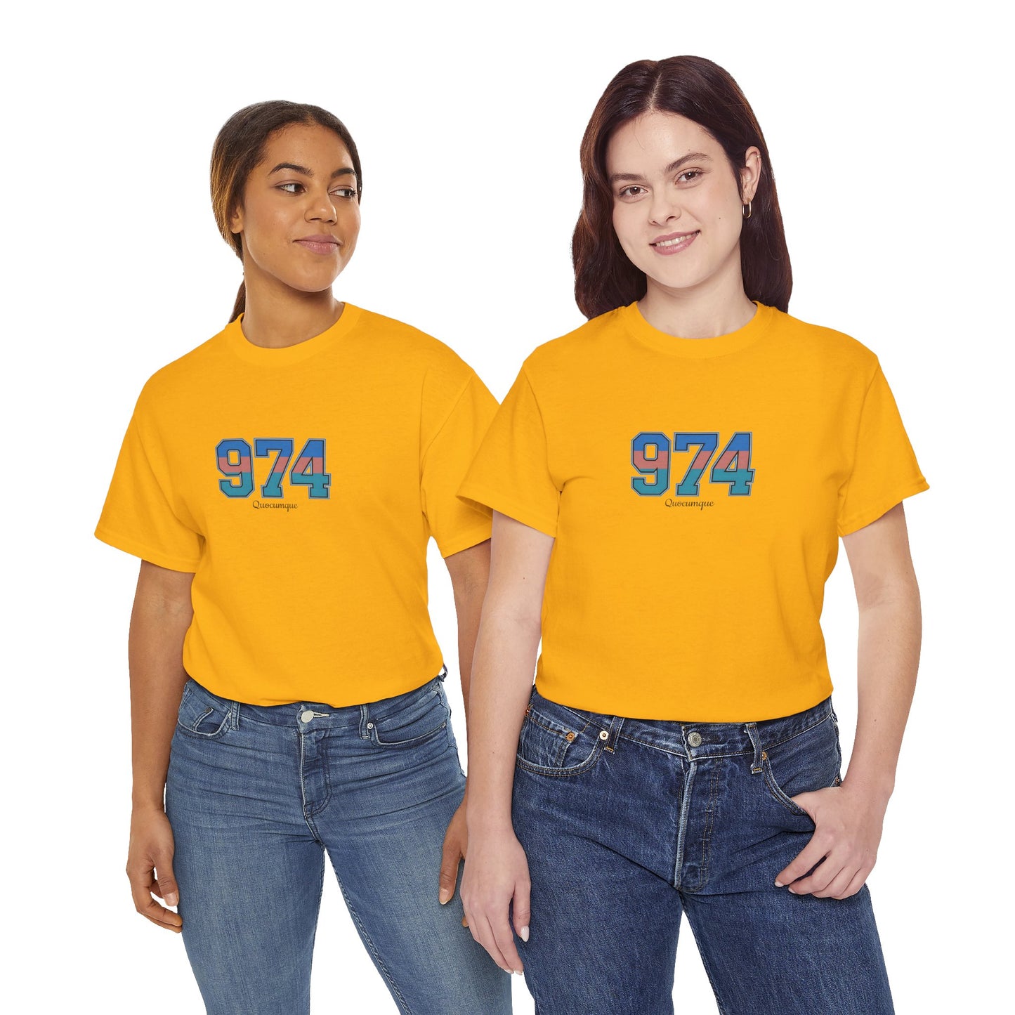 T-shirt " 974 ", Destination Île de La Réunion, Confort Coton, Sobre, Elégant, Souvenir Unique, Vêtement Adulte, Unisexe, Esprit Voyageur