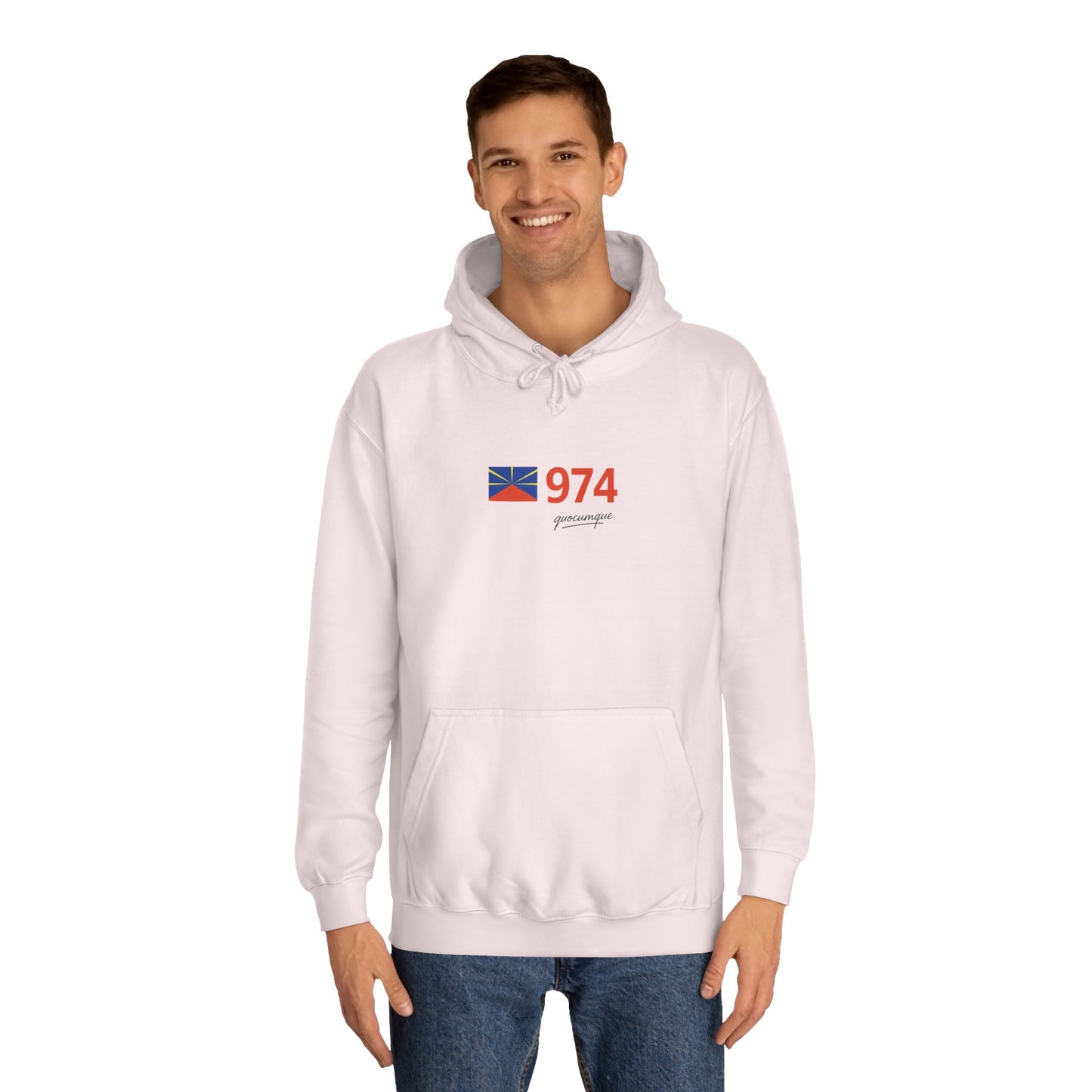 Sweat à Capuche "974 drapeau" pour Adulte, Hoodie, Unisexe, Élégance, Sobriété, Homme, Femme, Indicatif Réunion, Drapeau Local