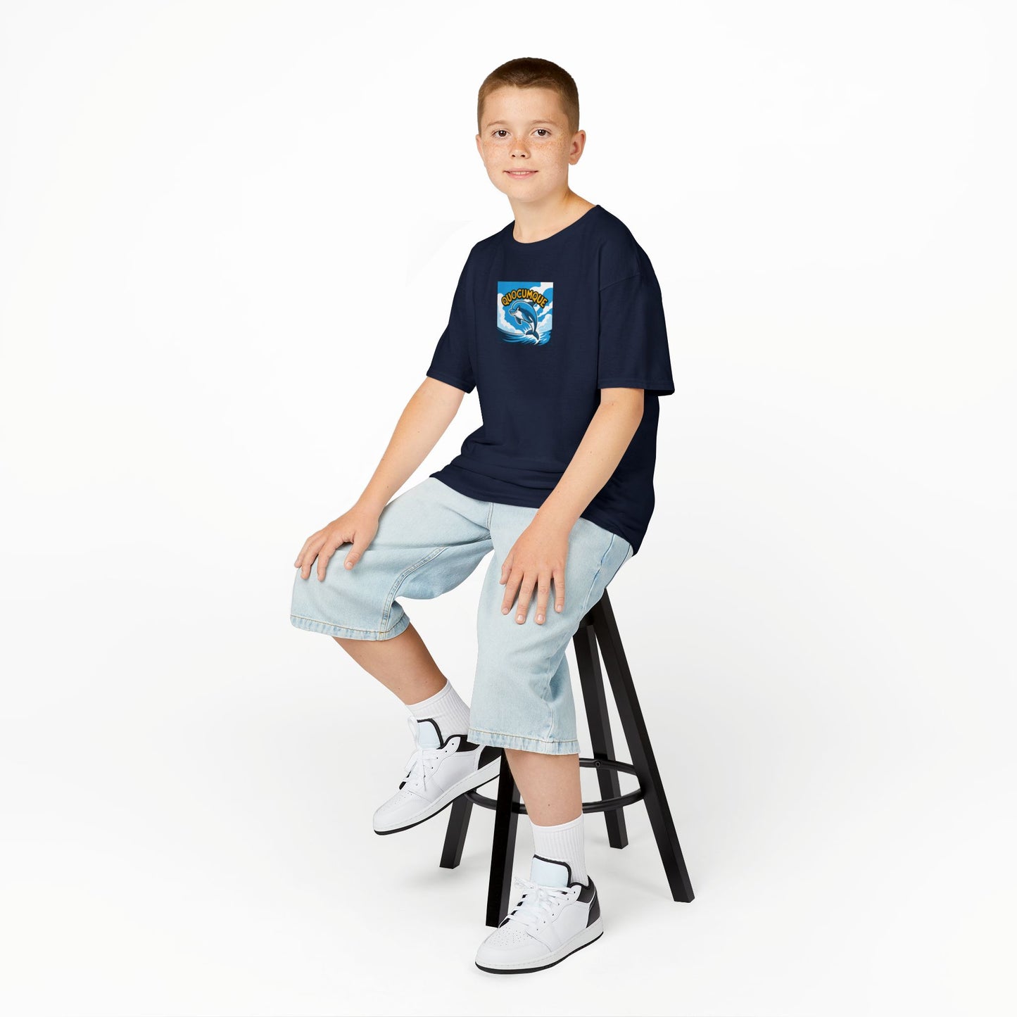 T-shirt Quocumque, Dauphin, Mammifère Marin, Douceur Coton, Pour les enfants de 5-6 ans( Taille XS), Pour les 7-8 ans( taille S), Pour les 9-10 ans( taille M), Pour les 11-12 ans( taille L), Pour les 13-14 ans( taille XL)