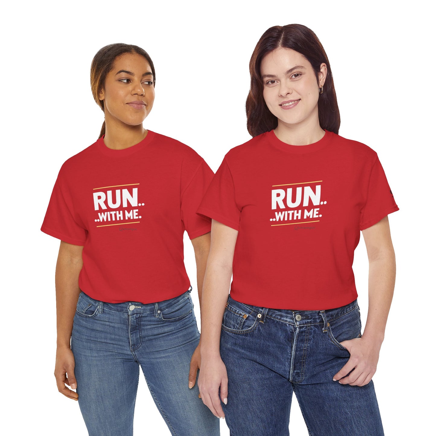 T-shirt Quocumque "RUN With me ", Île de La Réunion", Confort Coton, Sobre, Elégant, Souvenir Unique, Cadeau, Unisexe, Esprit Voyageur