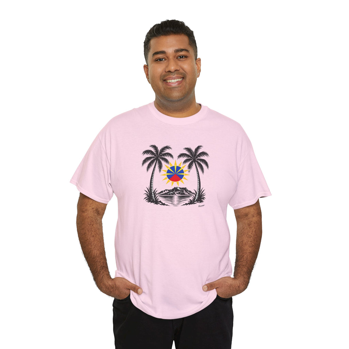 T-shirt Quocumque, "Palmiers", Île de La Réunion, Confort Coton, Elégant, Souvenir Unique, Cadeau, Unisexe, Esprit Voyageur, Créole, Bourbon