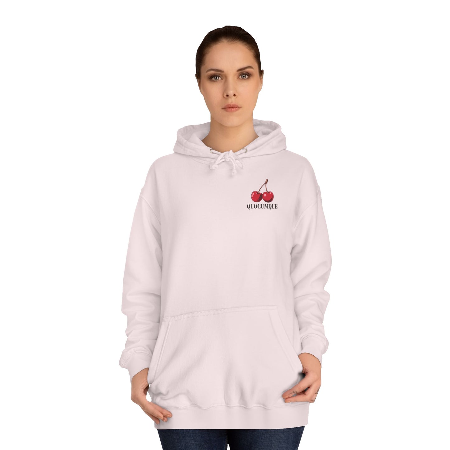 Sweat à Capuche Quocumque "Cerises", Hoodie, Unisexe, élégance, sobriété, Adulte, Homme, Femme, Sportif, Fruit Rouge