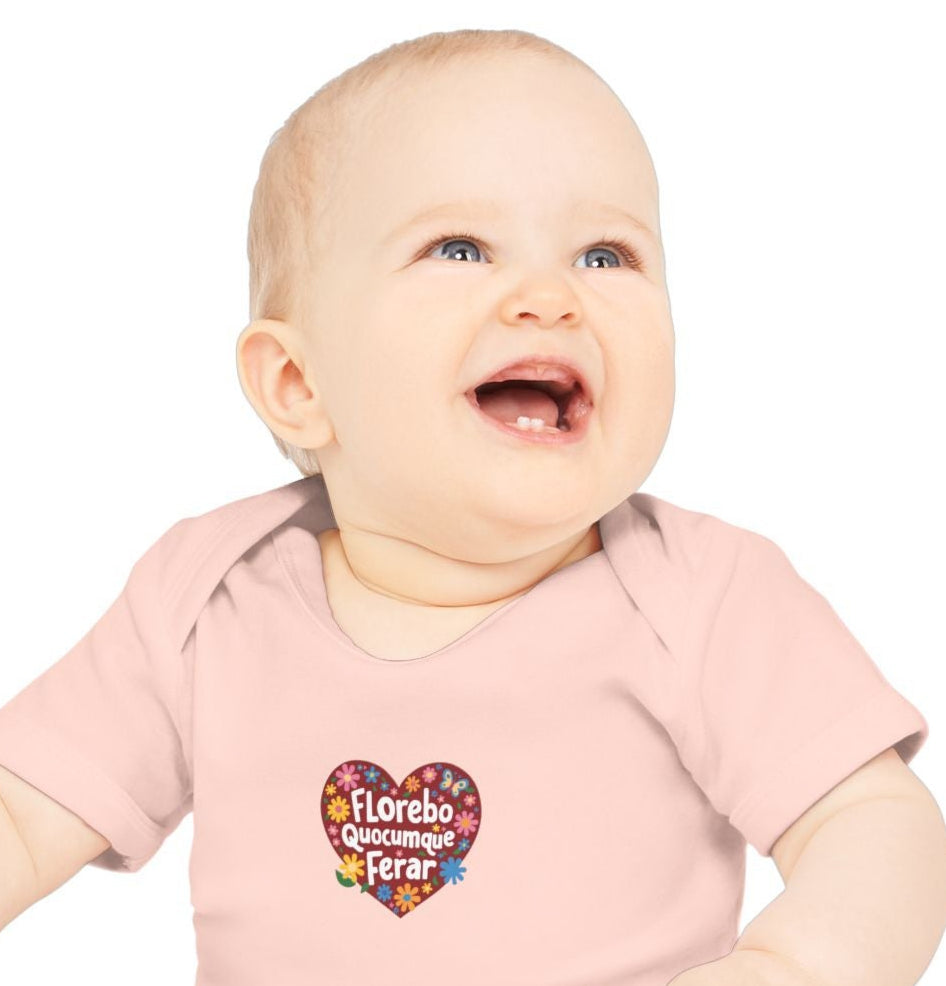 Body Bébé "Florebo Quocumque Ferar", Île de La Réunion, Douceur Coton, Cadeau Naissance, Confort Coton Bio, Style Unique, Cadeau Parfait