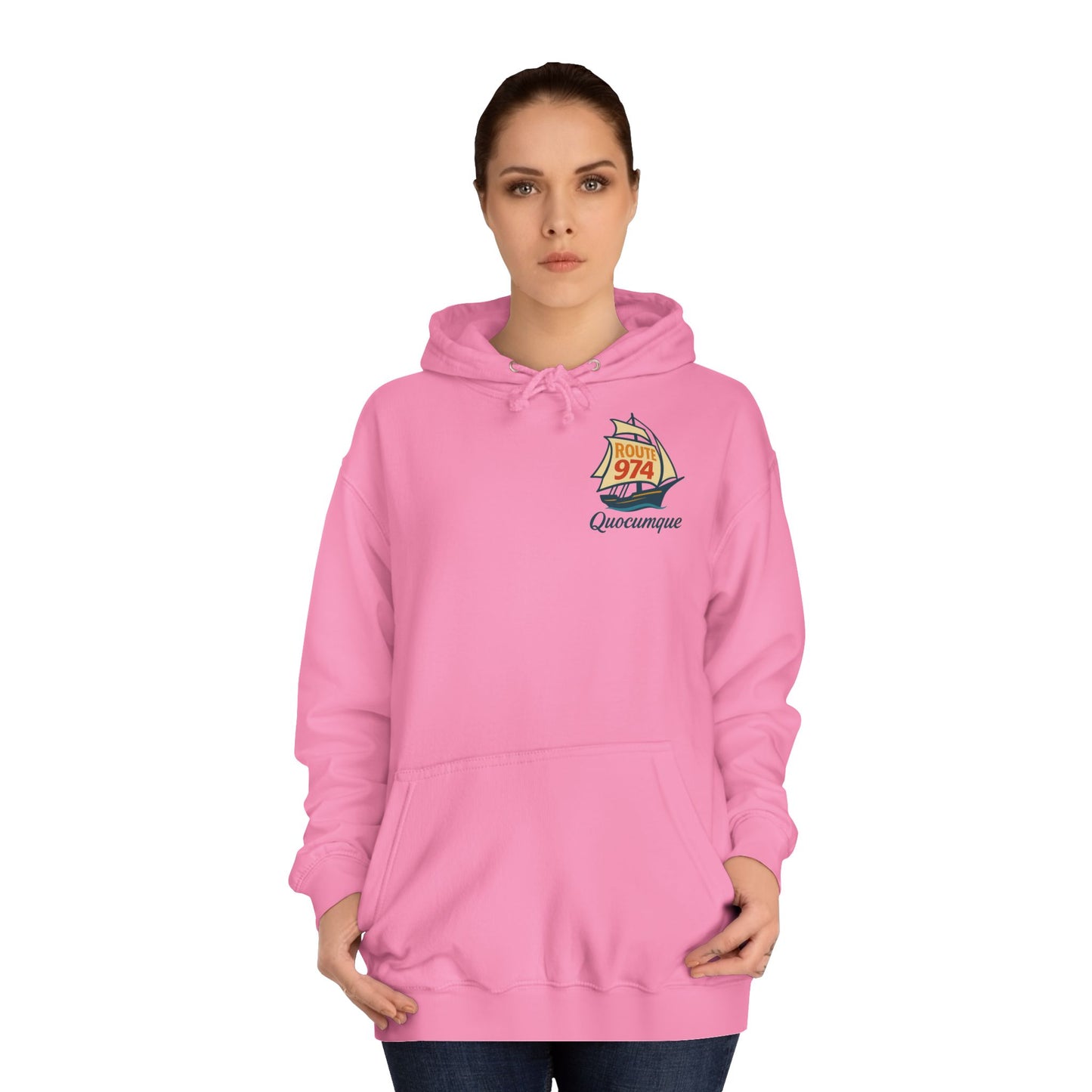 Sweat à Capuche pour Adulte "Route 974 Voile", Hoodie, Unisexe, Élégance, Sobriété, Marin, Homme, Femme, Grand Large, Mer, Océan, Régate