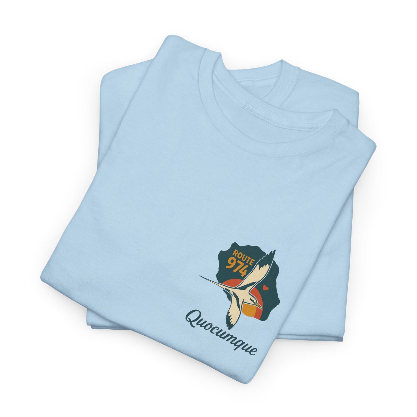 T-shirt "Route 974", Destination île de La Réunion, Confort Coton, Sobre, Elégant, Souvenir Unique, Cadeau, Unisexe, Esprit Voyageur