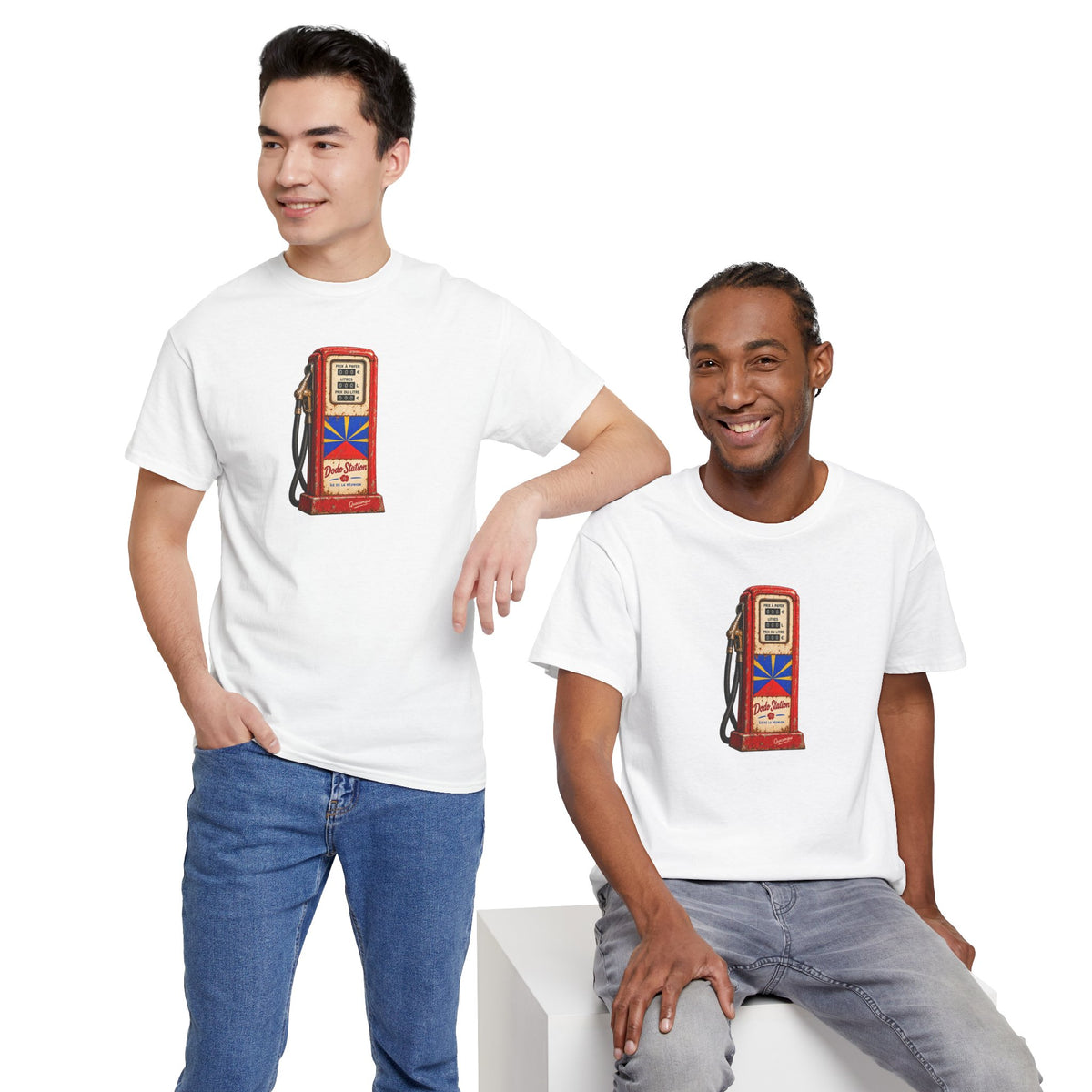 T-shirt Quocumque, "Station Essence", Île de La Réunion, Confort Coton, Elégant, Souvenir Unique, Cadeau, Unisexe, Esprit Voyageur, Créole, Bourbon