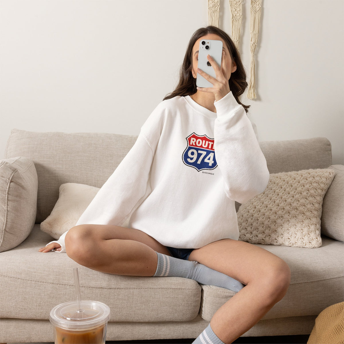 Sweat Quocumque "Route 974", Exotique, Destination Île De La Réunion, Adulte, Homme, Femme, Sportive, Sportif, Décontracté, Drapeau Régional