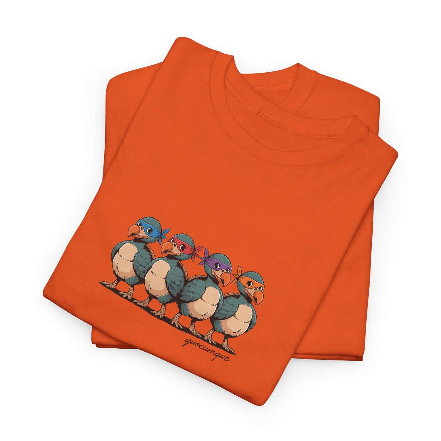 T-shirt Quocumque, " Dodos Ninjas ", Île de La Réunion, Confort Coton, Elégant, Souvenir Unique, Cadeau, Unisexe, Esprit Voyageur, Créole, Bourbon