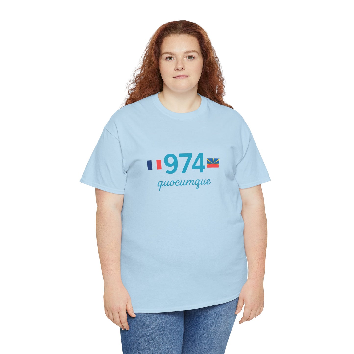 T-shirt "974 Drapeaux", Île de La Réunion, Confort Coton, Sobre, Elégant, Souvenir Unique, Cadeau, Unisexe, Esprit Voyageur