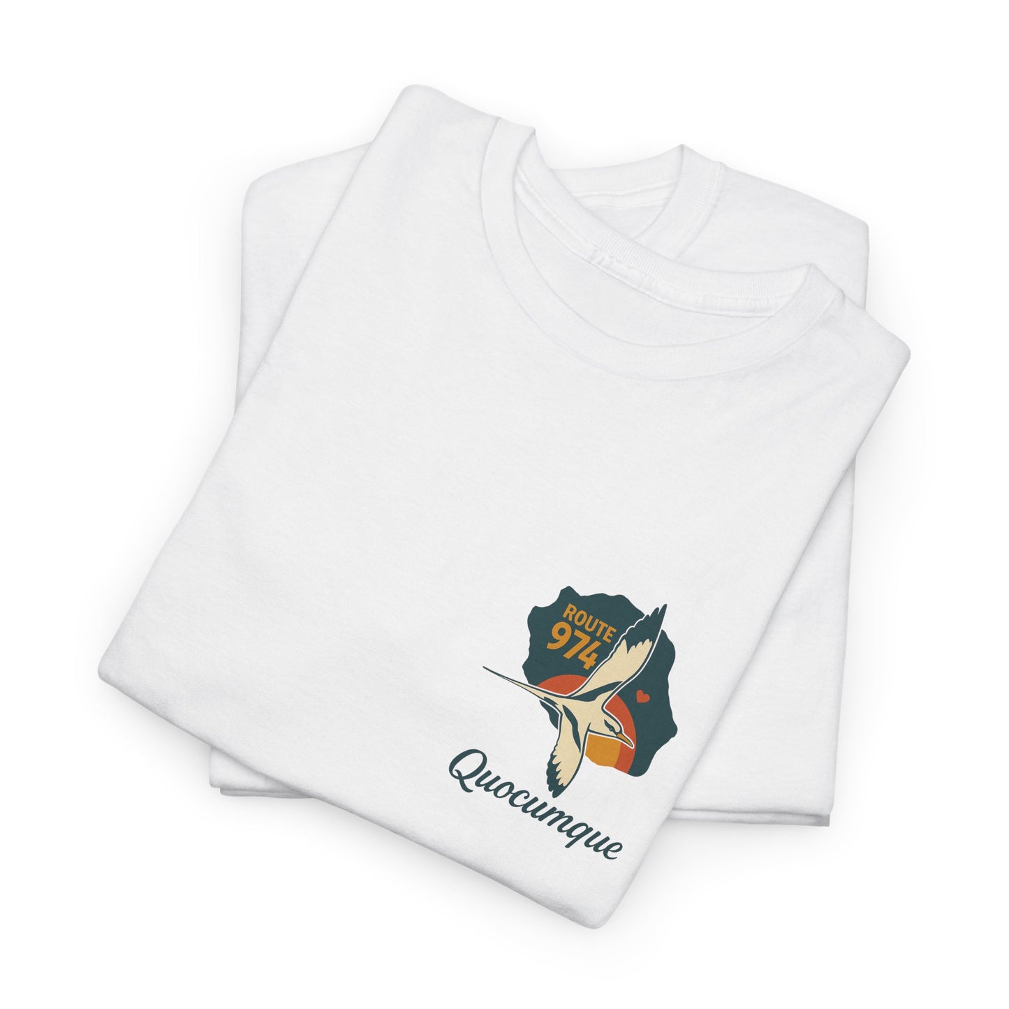 T-shirt "Route 974", Destination île de La Réunion, Confort Coton, Sobre, Elégant, Souvenir Unique, Cadeau, Unisexe, Esprit Voyageur