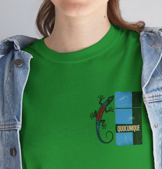 T-shirt Quocumque, "Margouillat", Stylisé, Discret, Île de La Réunion, Confort Coton, Elégant, Souvenir Unique, Cadeau, Unisexe, Esprit Voyageur, Créole, Bourbon