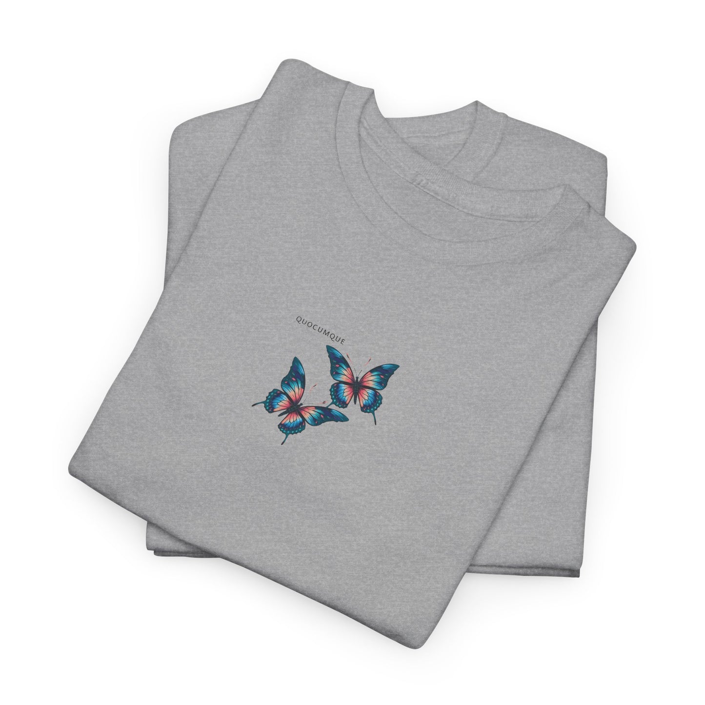 T-shirt Quocumque "Papillons", Légèreté, Les Beaux Jours, Confort Coton, Sobre, Elégant, Souvenir Unique, Cadeau, Unisexe, Esprit Voyageur