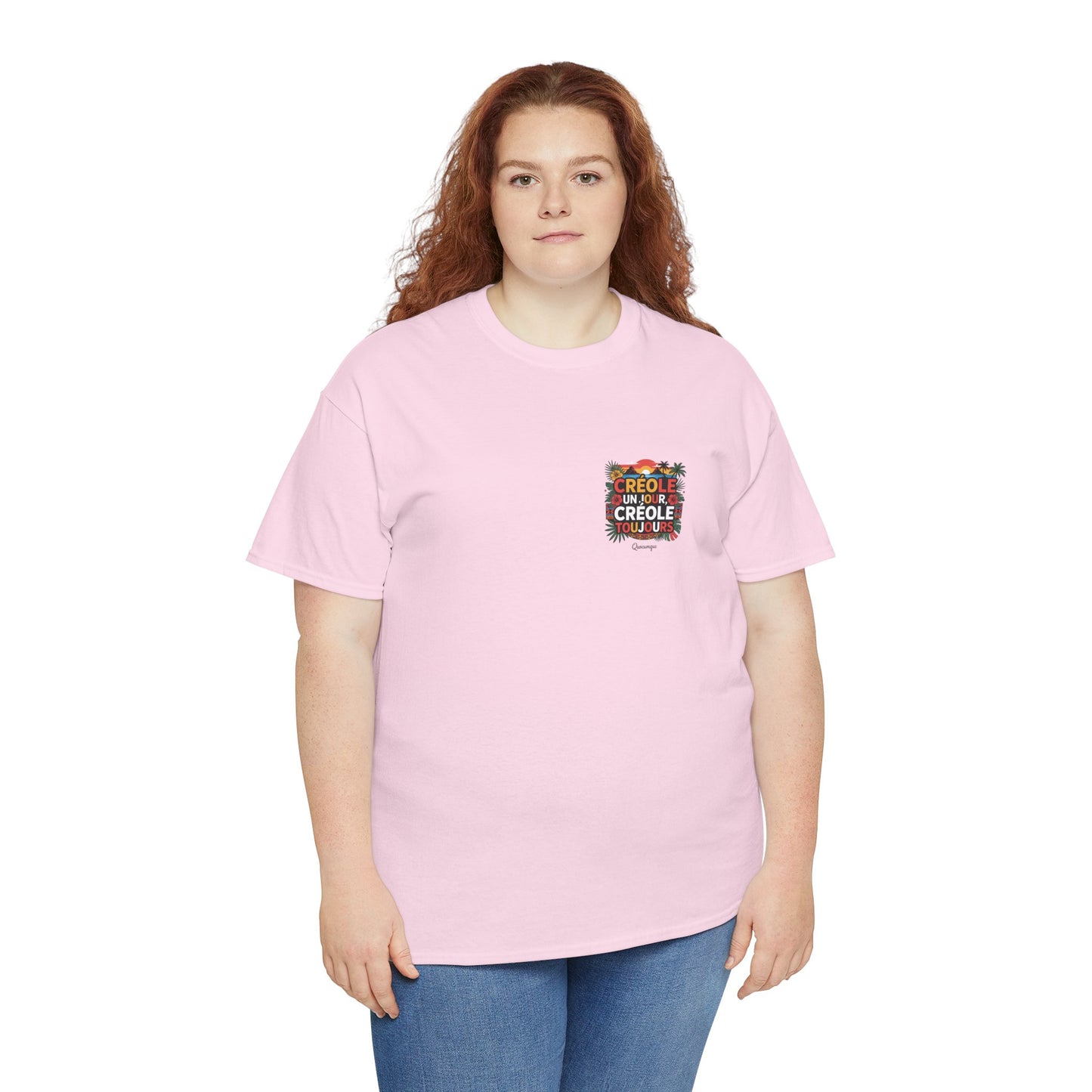 T-shirt Quocumque "Créole" Île de La Réunion", Confort Coton, Sobre, Elégant, Souvenir Unique, Cadeau, Unisexe, Esprit Voyageur