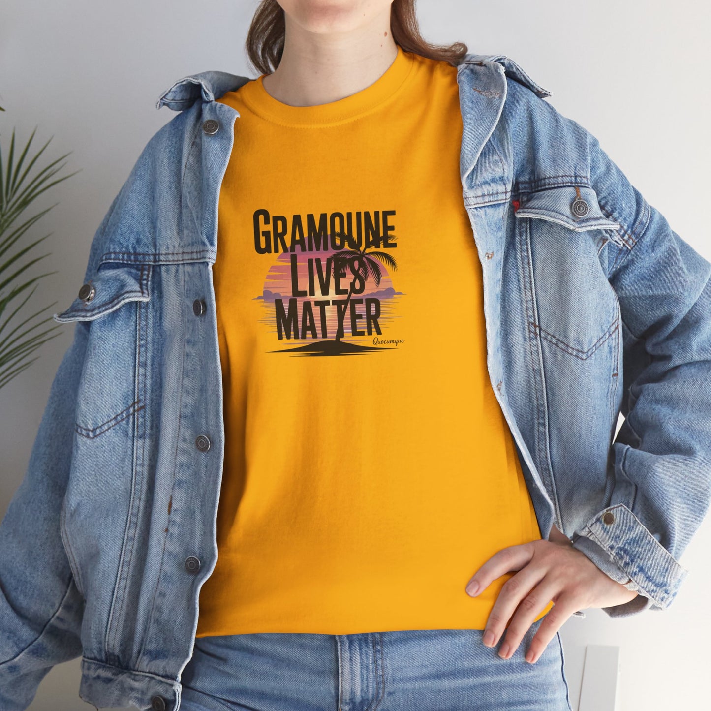 T-shirt "Gramoune", Île de La Réunion, Confort Coton, Sobre, Elégant, Souvenir Unique, Cadeau, Unisexe, Esprit Voyageur