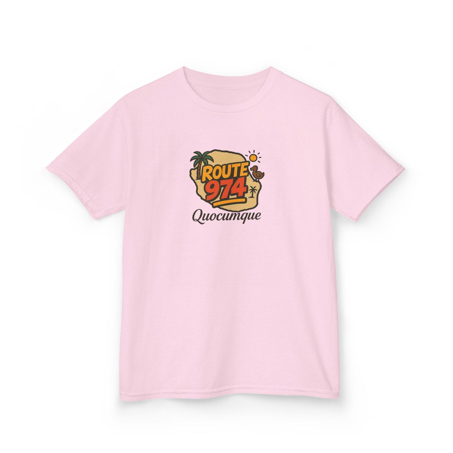 T-shirt "Route 974", Île de La Réunion, Douceur Coton, Pour les enfants de 5-6 ans( Taille XS), Pour les 7-8 ans( taille S), Pour les 9-10 ans( taille M), Pour les 11-12 ans( taille L), Pour les 13-14 ans( taille XLS)