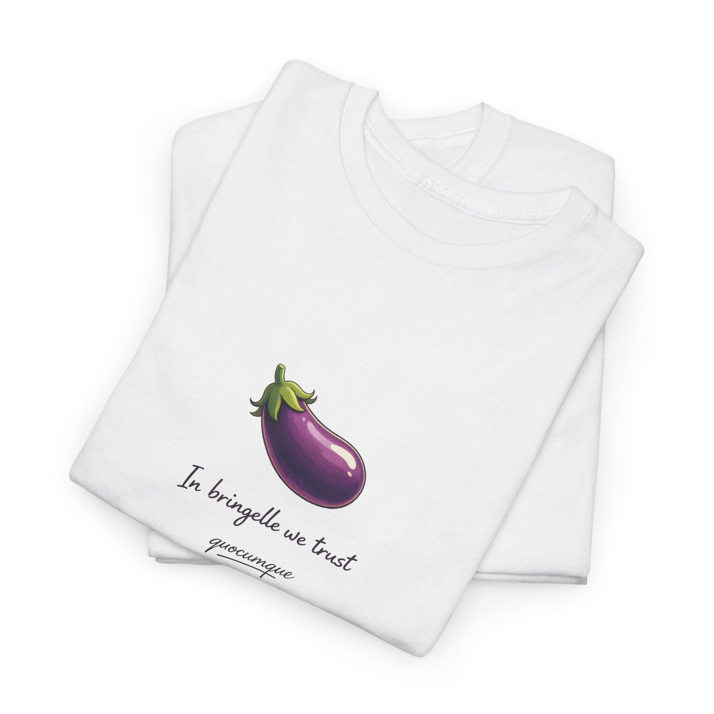 T-shirt Quocumque "Bringelle", Confort Coton, Sobre, Elégant, Souvenir Unique, Cadeau, Unisexe, Esprit Voyageur, Adulte, Espace