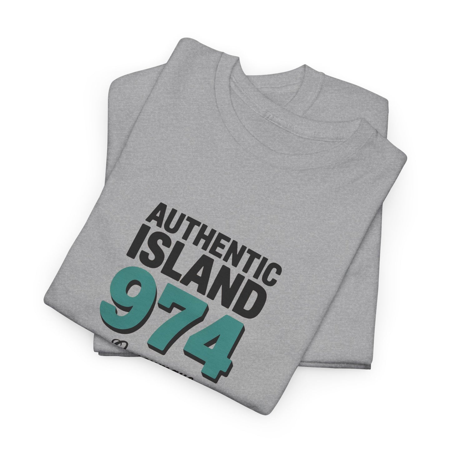 T-shirt " 974 Authentic Island ", Exotisme, Destination Île de La Réunion, Confort Coton, Sobre, Elégant, Souvenir Unique, Cadeau, Unisexe, Esprit Voyageur