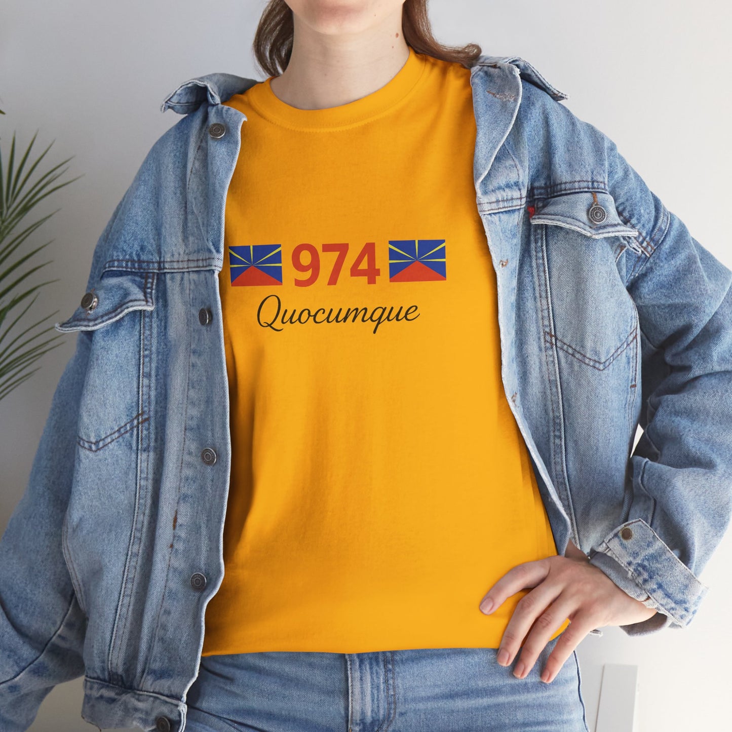 T-shirt "974 Drapeaux", Île de La Réunion, Confort Coton, Sobre, Elégant, Souvenir Unique, Cadeau, Unisexe, Esprit Voyageur