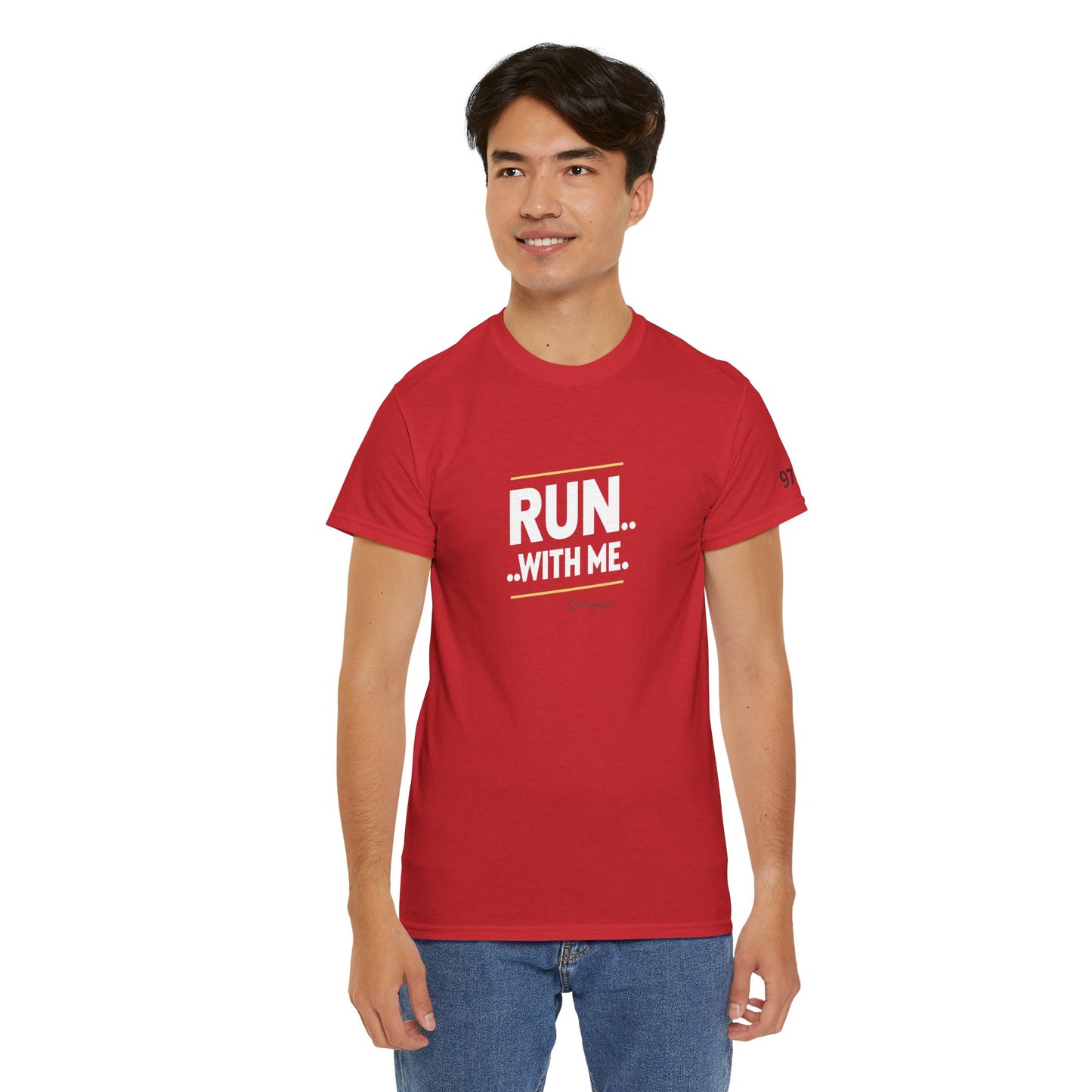 T-shirt Quocumque "RUN With me ", Île de La Réunion", Confort Coton, Sobre, Elégant, Souvenir Unique, Cadeau, Unisexe, Esprit Voyageur