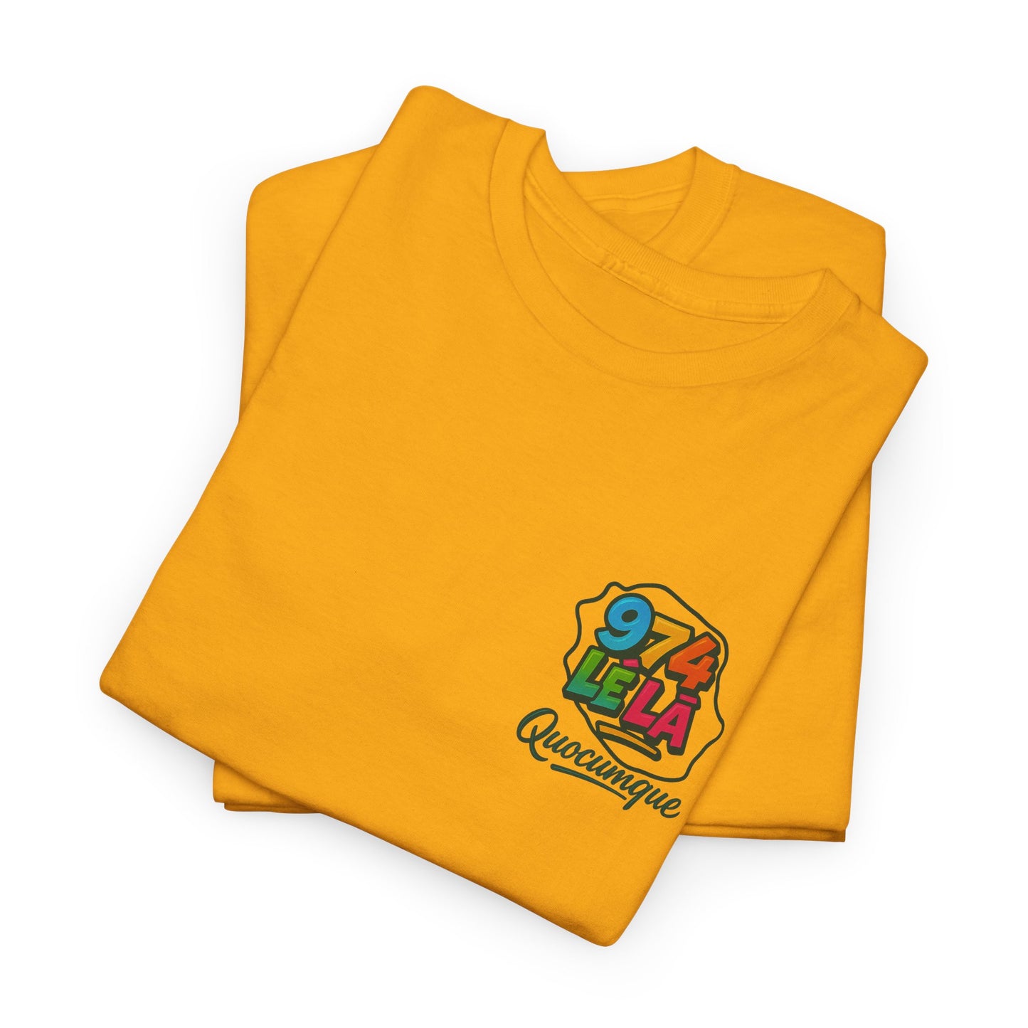 T-shirt Quocumque "974 lé là", Île de La Réunion, Confort Coton, Elégant, Souvenir Unique, Cadeau, Unisexe, Esprit Voyageur, Créole, Bourbon