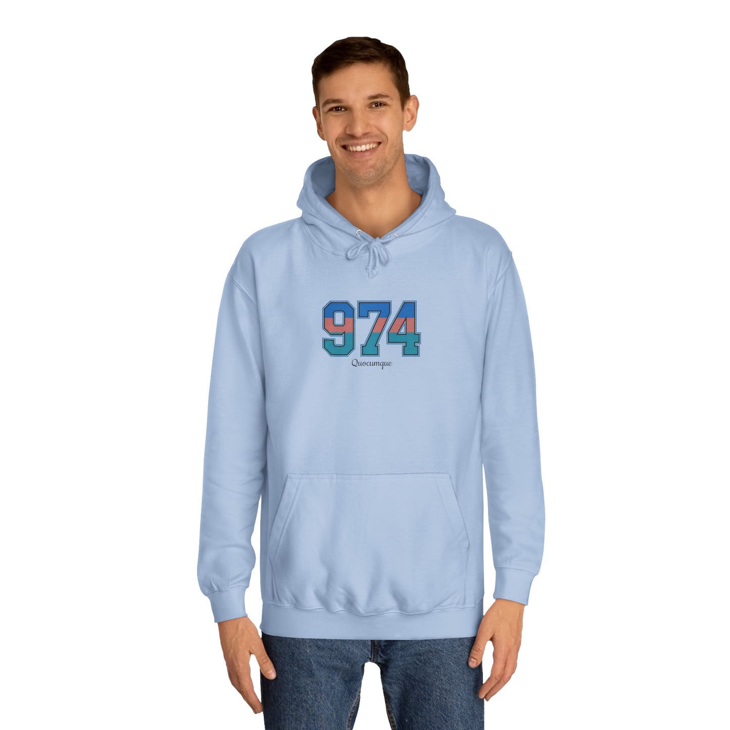 Sweat à Capuche "974" pour Adulte, Hoodie, Unisexe, Élégance, Sobriété, Homme, Femme, Indicatif Réunion, Drapeau Local
