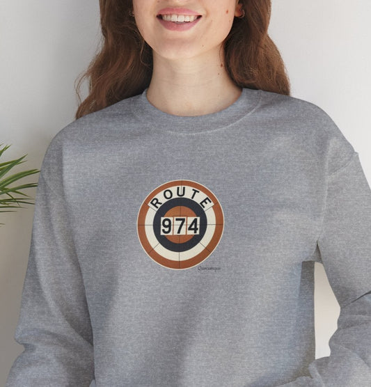 Sweat-Shirt Quocumque "Route 974", Exotique, Destination l'Île De La Réunion, Adulte, Homme, Femme, Sportive, Sportif, Décontracté, Élégant, Classique,
