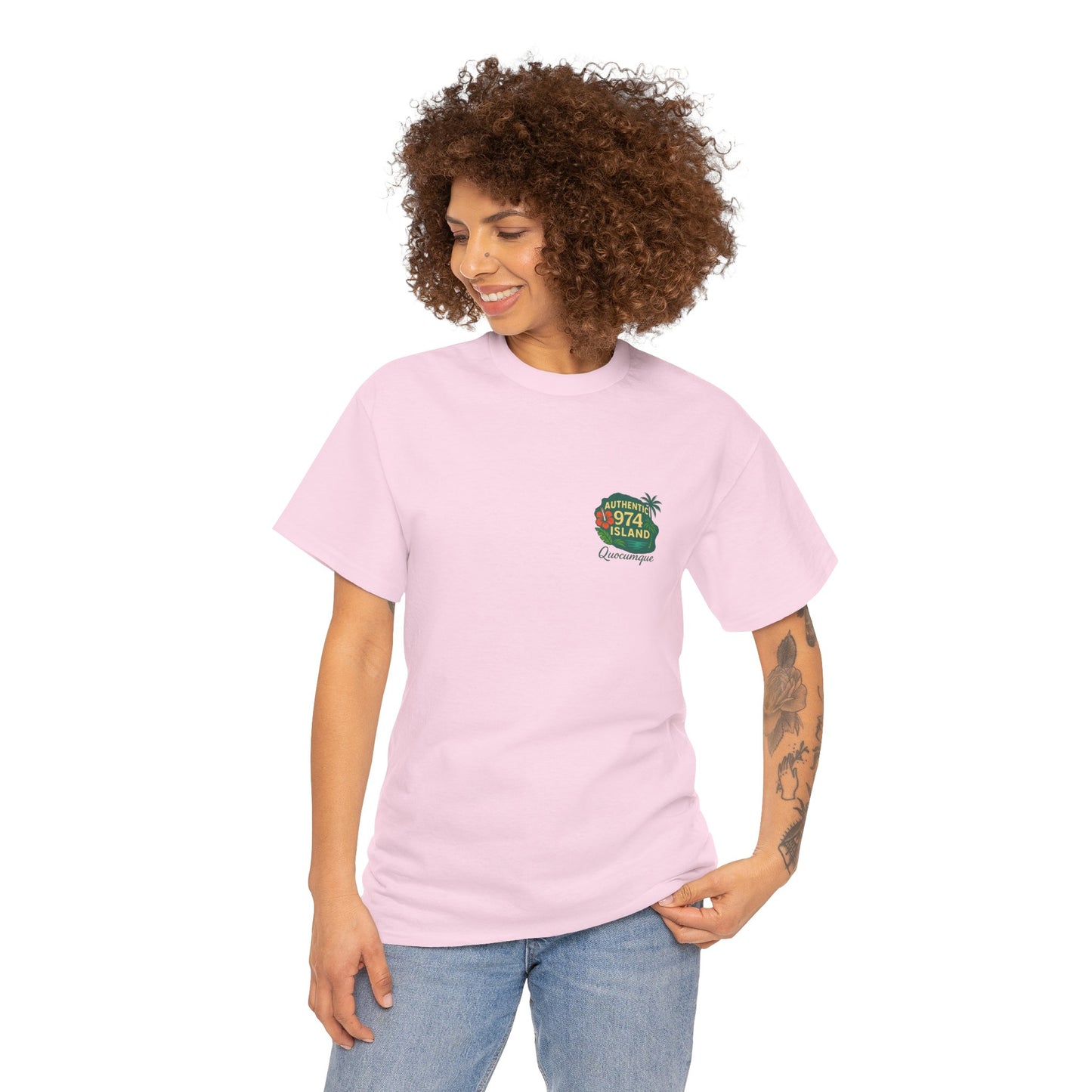 T-shirt "Authentic Island", Exotisme, Destination Île de La Réunion, Confort Coton, Sobre, Elégant, Souvenir Unique, Cadeau, Unisexe, Esprit Voyageur