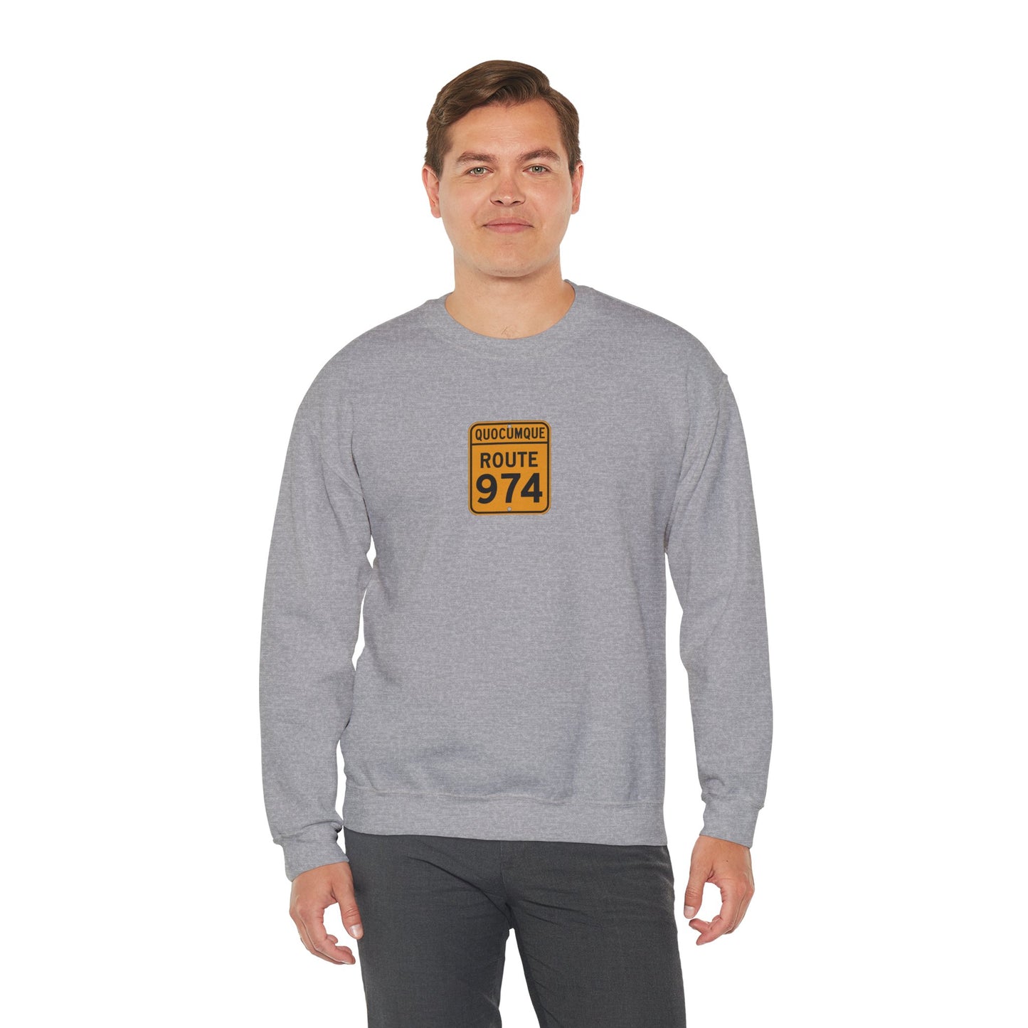 Sweat-Shirt Quocumque "Route 974", Destination l'Île De La Réunion, Adulte, Homme, Femme, Sportive, Sportif, Décontracté, Élégant, Classique,