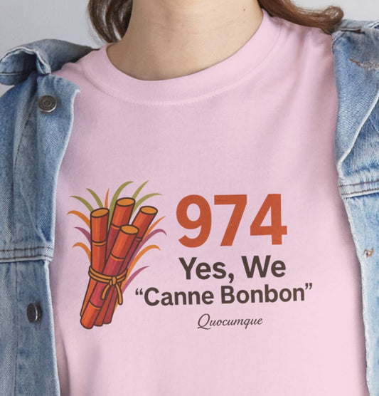 T-Shirt "Canne Bonbon", Exotisme, Destination Île de La Réunion, Confort Coton, Sobre, Elégant, Souvenir Unique, Cadeau, Unisexe, Esprit Voyageur
