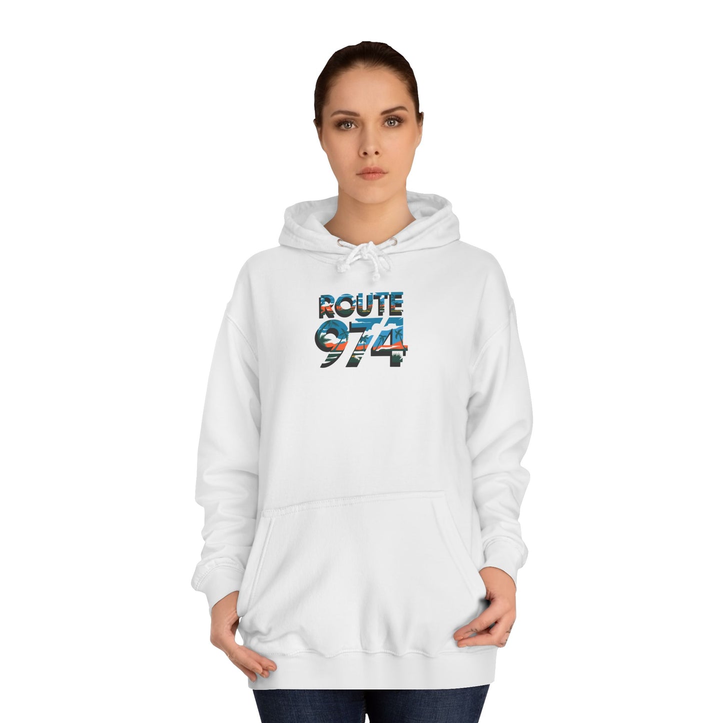 Sweat à Capuche "Route 974" pour Adulte, Hoodie, Unisexe, Élégance, Sobriété, Homme, Femme, Indicatif Réunion