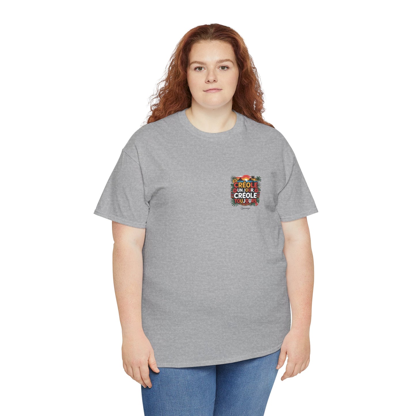 T-shirt Quocumque "Créole" Île de La Réunion", Confort Coton, Sobre, Elégant, Souvenir Unique, Cadeau, Unisexe, Esprit Voyageur