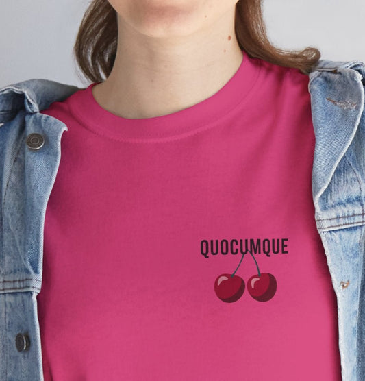 T-shirt Quocumque, Cerises Rouges,  Sobre, Elégant, Souvenir Unique, Cadeau, Unisexe, Adulte, Sportif, Sportive, Douceur Acidulée