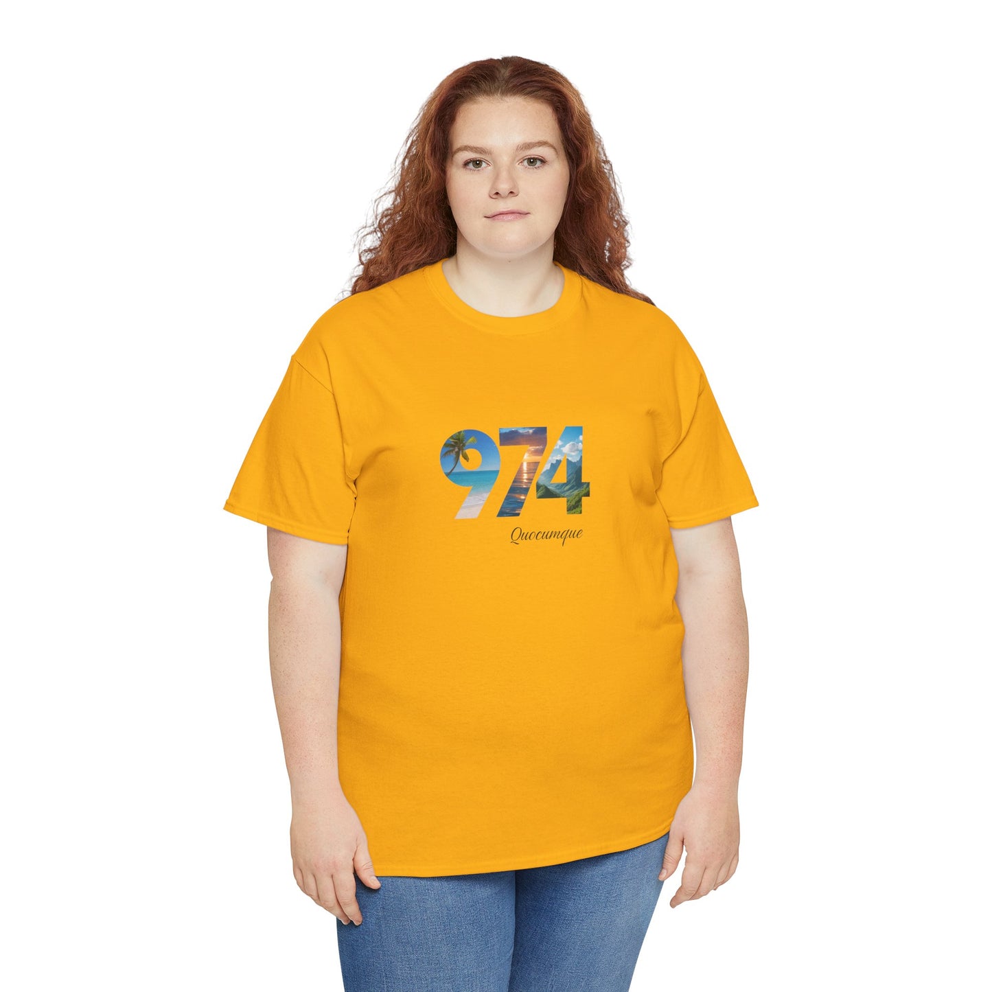 T-shirt "974", Île de La Réunion, Confort Coton, Sobre, Elégant, Souvenir Unique, Cadeau, Unisexe, Esprit Voyageur