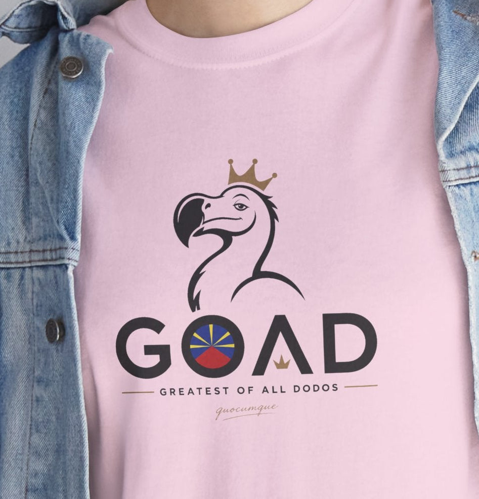 T-shirt "GOAD ", Greatest Of All Dodos, Île de La Réunion", Confort Coton, Sobre, Elégant, Souvenir Unique, Cadeau, Unisexe, Esprit Voyageur