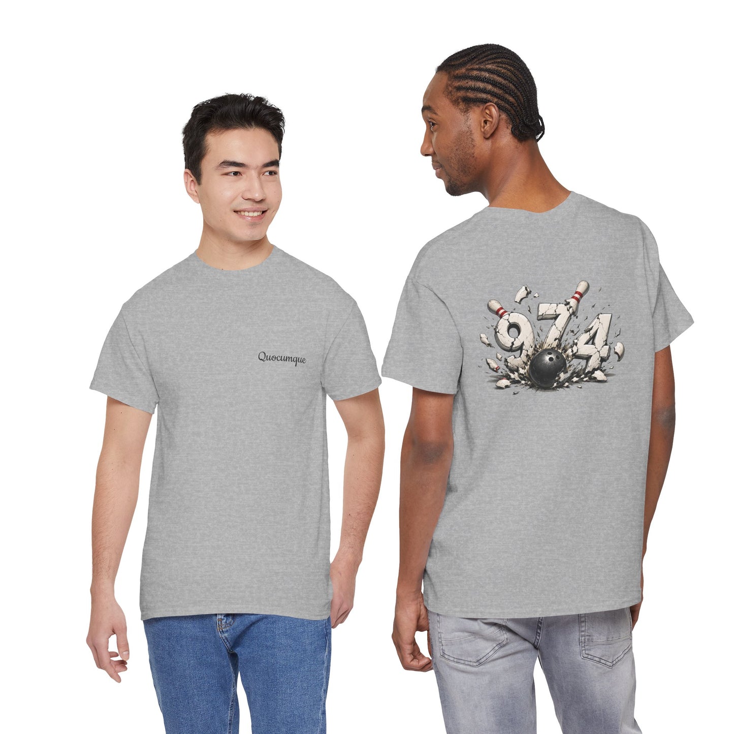 T-shirt " 974 Bowling", Destination Île de La Réunion, Confort Coton, Sobre, Elégant, Souvenir Unique, Vêtement Adulte, Unisexe, Esprit Voyageur