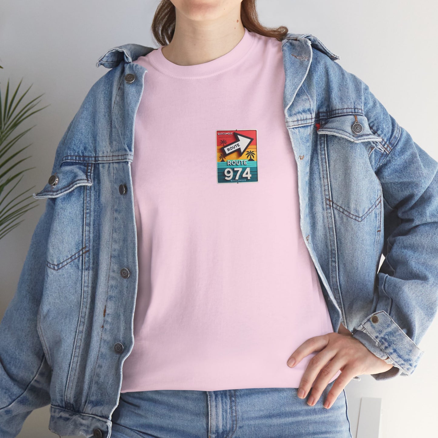 T-shirt "Route 974", Destination île de La Réunion, Confort Coton, Sobre, Elégant, Souvenir Unique, Cadeau, Unisexe, Esprit Voyageur