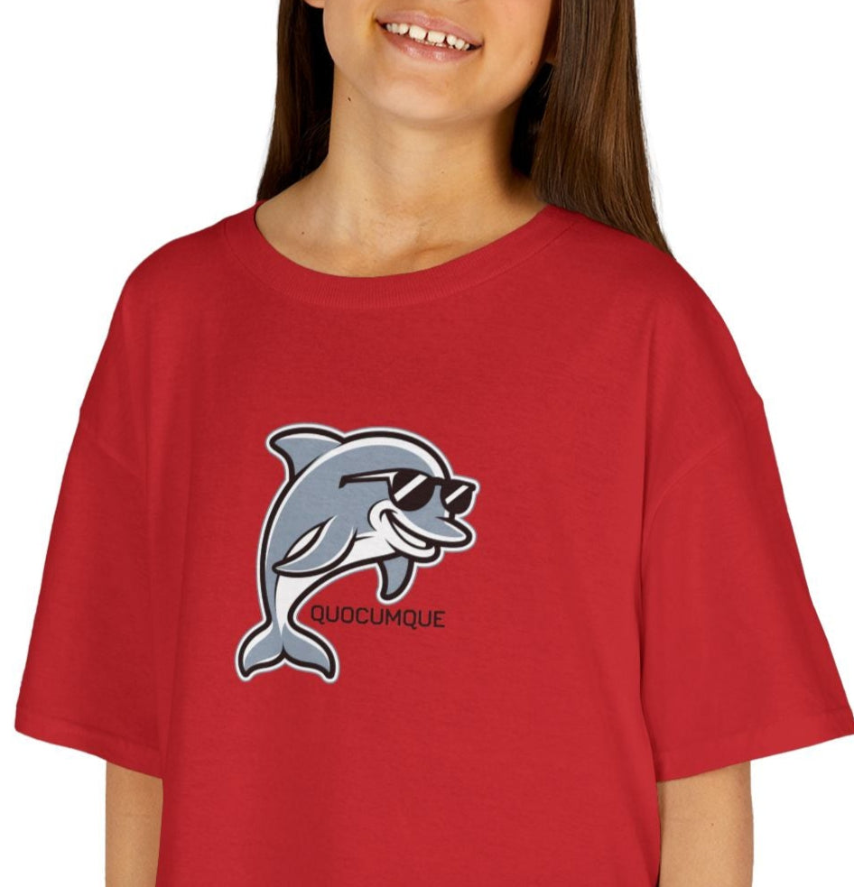 T-shirt Quocumque, Dauphin, Mammifère Marin, Douceur Coton, Pour les enfants de 5-6 ans( Taille XS), Pour les 7-8 ans( taille S), Pour les 9-10 ans( taille M), Pour les 11-12 ans( taille L), Pour les 13-14 ans( taille XL)
