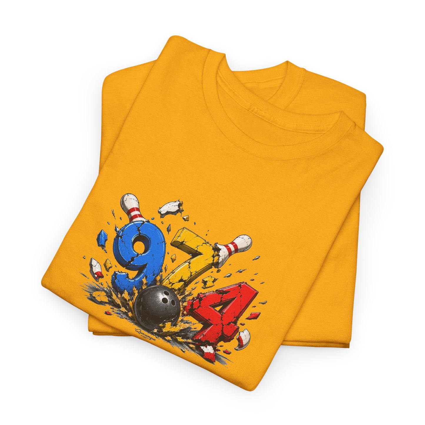 T-shirt " 974 Bowling ", Destination Île de La Réunion, Confort Coton, Sobre, Elégant, Souvenir Unique, Vêtement Adulte, Unisexe, Esprit Voyageur