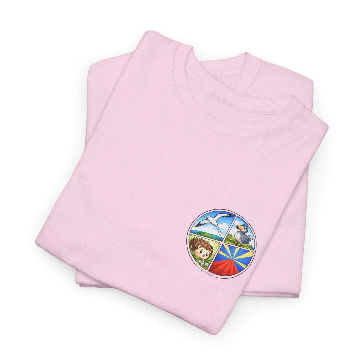 T-shirt Quocumque, "Pastille Bourbon", Île de La Réunion, Confort Coton, Elégant, Souvenir Unique, Cadeau, Unisexe, Esprit Voyageur, Créole, Bourbon