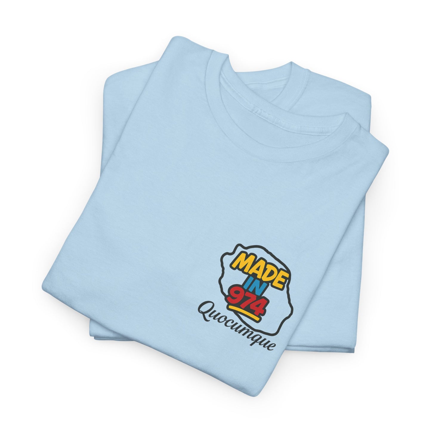 T-shirt "Made in 974", Exotisme, Destination Île de La Réunion, Confort Coton, Sobre, Elégant, Souvenir Unique, Cadeau, Unisexe, Esprit Voyageur