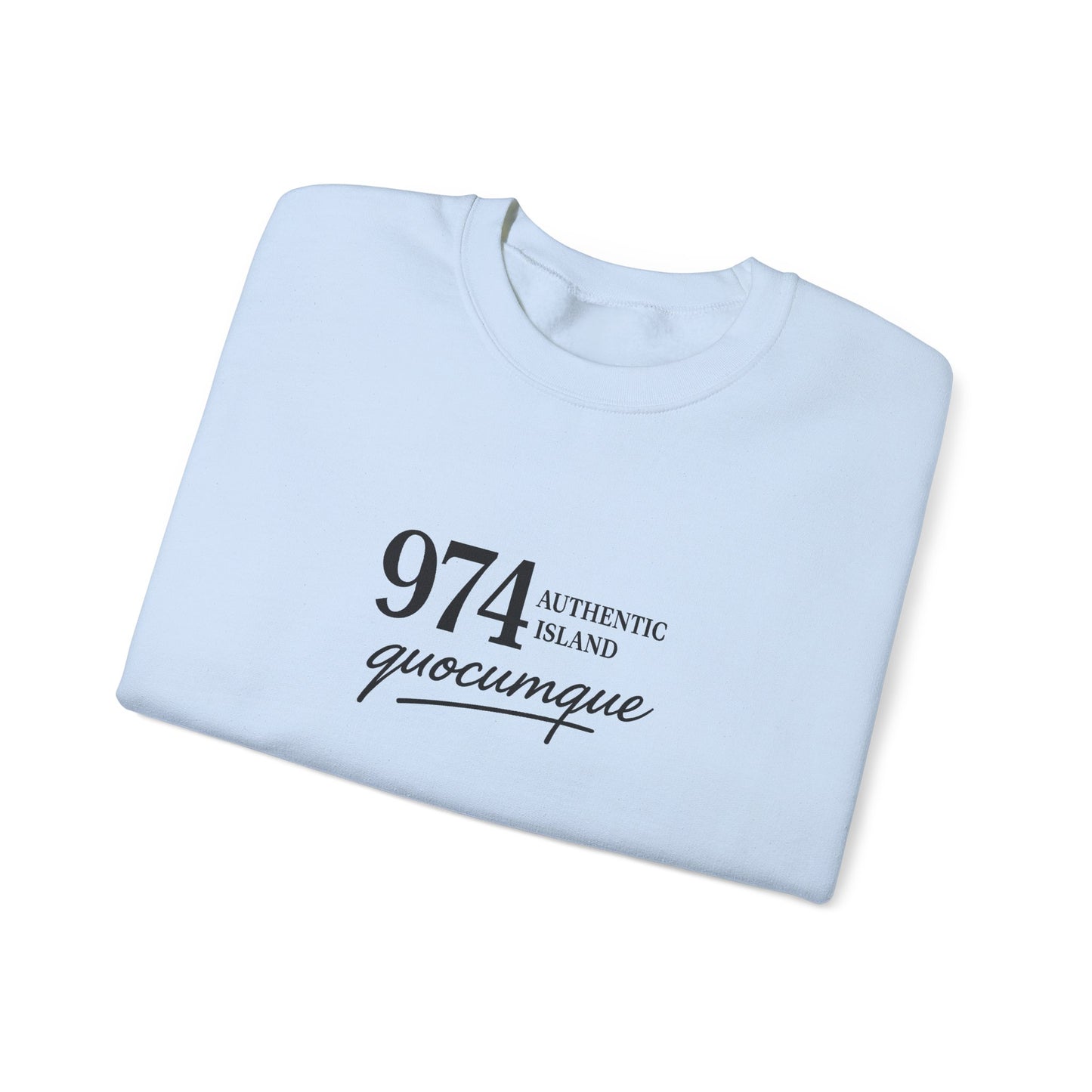 Sweat-Shirt Quocumque "974 Authentic Island", Exotique, Destination l'Île De La Réunion, Adulte, Homme, Femme, Sportive, Sportif, Décontracté, Élégant, Classique,