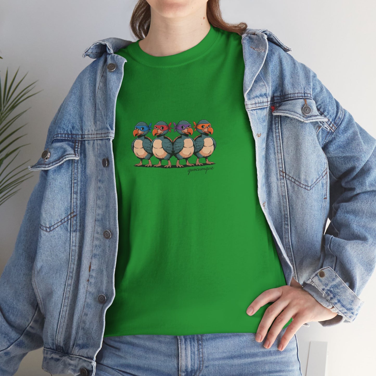 T-shirt Quocumque, " Dodos Ninjas ", Île de La Réunion, Confort Coton, Elégant, Souvenir Unique, Cadeau, Unisexe, Esprit Voyageur, Créole, Bourbon